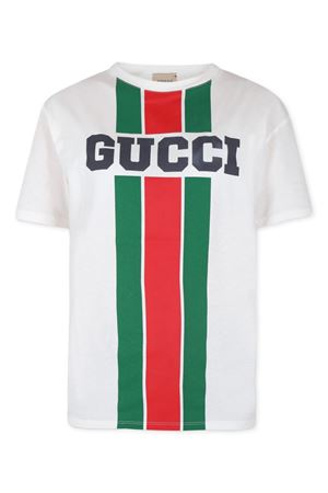 tshirt in cotone bianco GUCCI KIDS | 575114XJGN79214